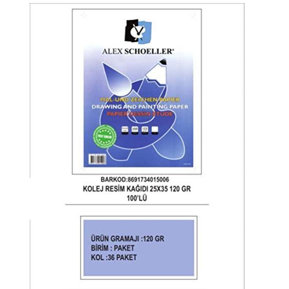 Alex Schoeller Resim Kağıdı 25X35 Cm 120 Gr 100 Lu Pşt.