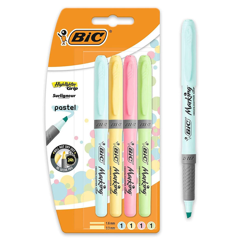 BİC FOSFORLU KALEM MARKİNG HİGHLİGHTER GRİP PASTEL RENKLER 4 LÜ 964859