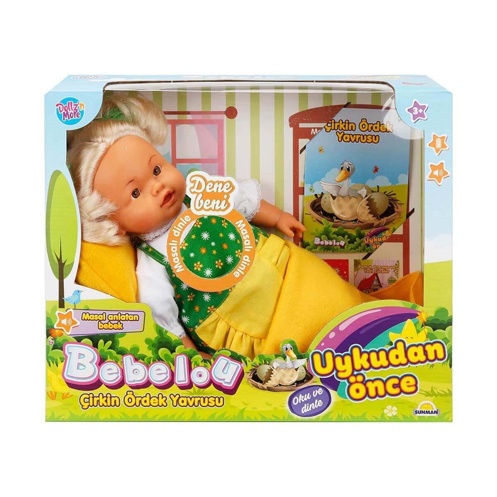 SUNMAN OYUNCAK BEBELOU UYKUDAN ÖNCE DOLGU MASAL ANLATAN BEBEK ÇİRKİN ÖRDEK YAVRUSU 40 CM.