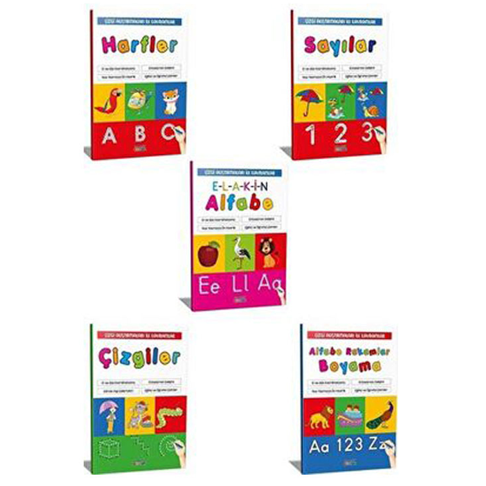 4E ÇİZGİ ALIŞTIRMALARI İLE ALFABE KAVRAM SETİ 5 Lİ