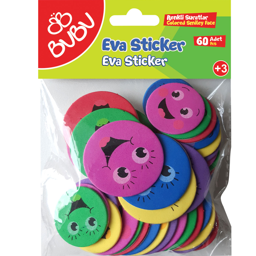 BU-BU EVA STİCKER RENKLİ SURATLAR 60 LI BUBU-ST0142