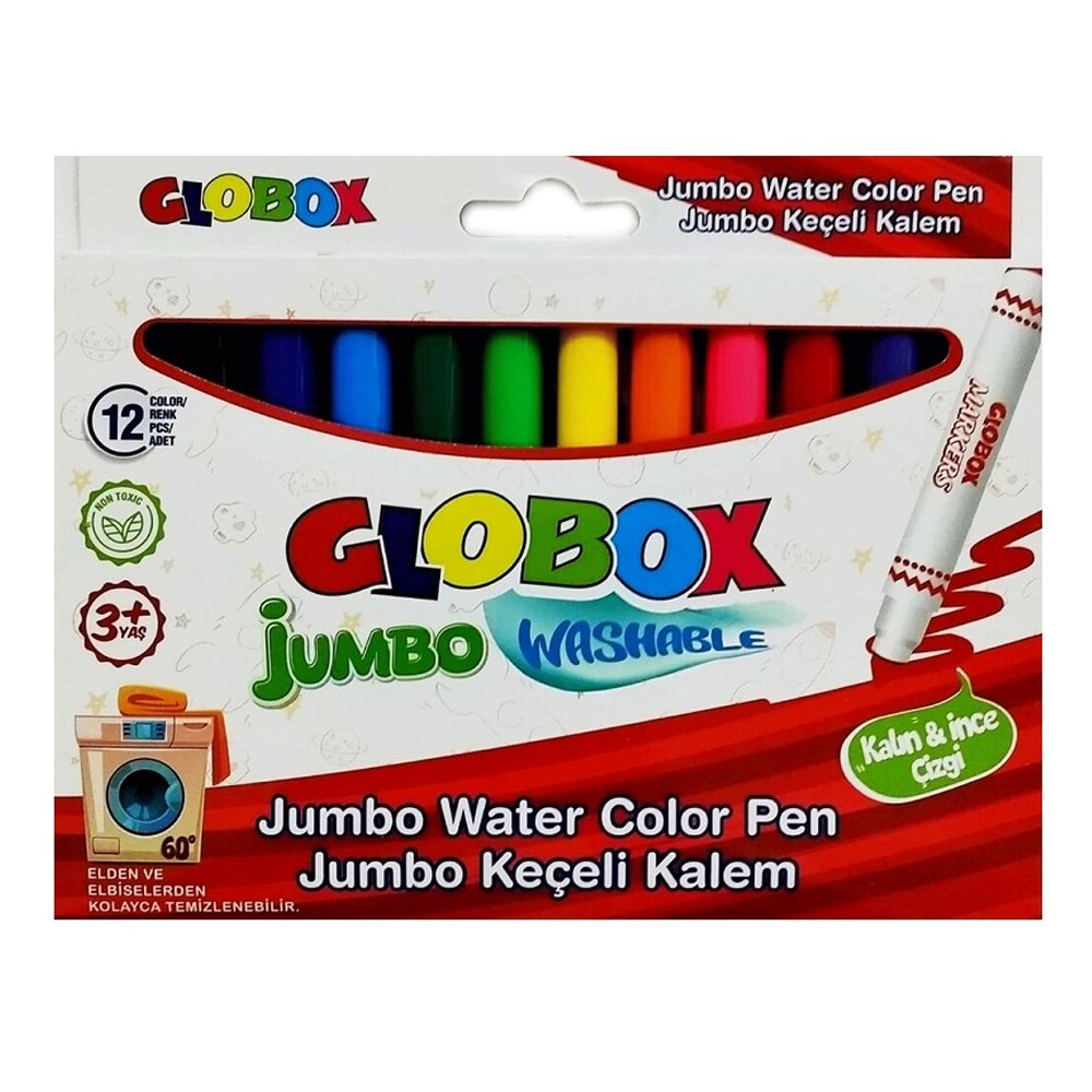 GLOBOX KEÇELİ KALEM JUMBO YIKANABİLİR 12 Lİ 3379