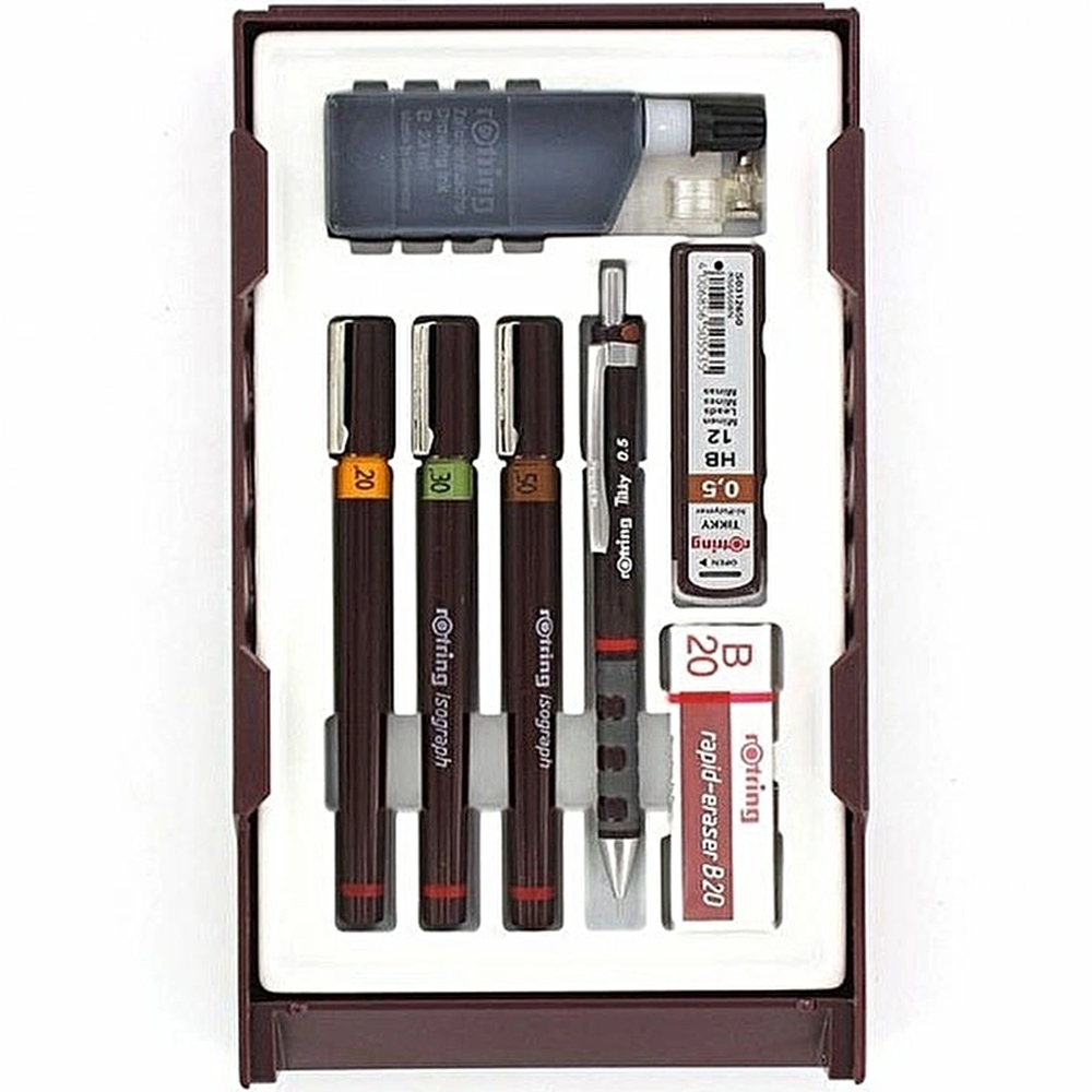 Rotring Rapido Kalemi Isograph Set Pergelsiz (0.2-0.3-0.5)+Tikky