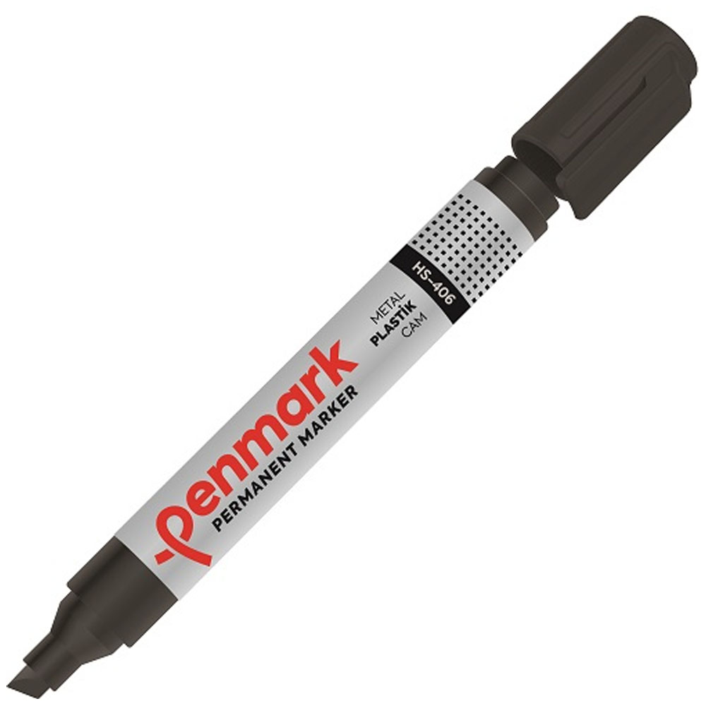 PENMARK MARKÖR PERMANENT KESİK UÇ SİYAH HS-406