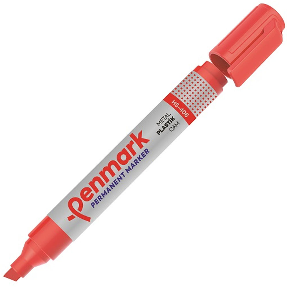 PENMARK MARKÖR PERMANENT KESİK UÇ KIRMIZI HS-406