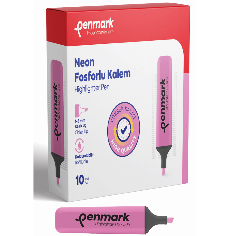 Penmark Fosforlu Kalem Neon Pembe Hs 505 - 10'lu Paket