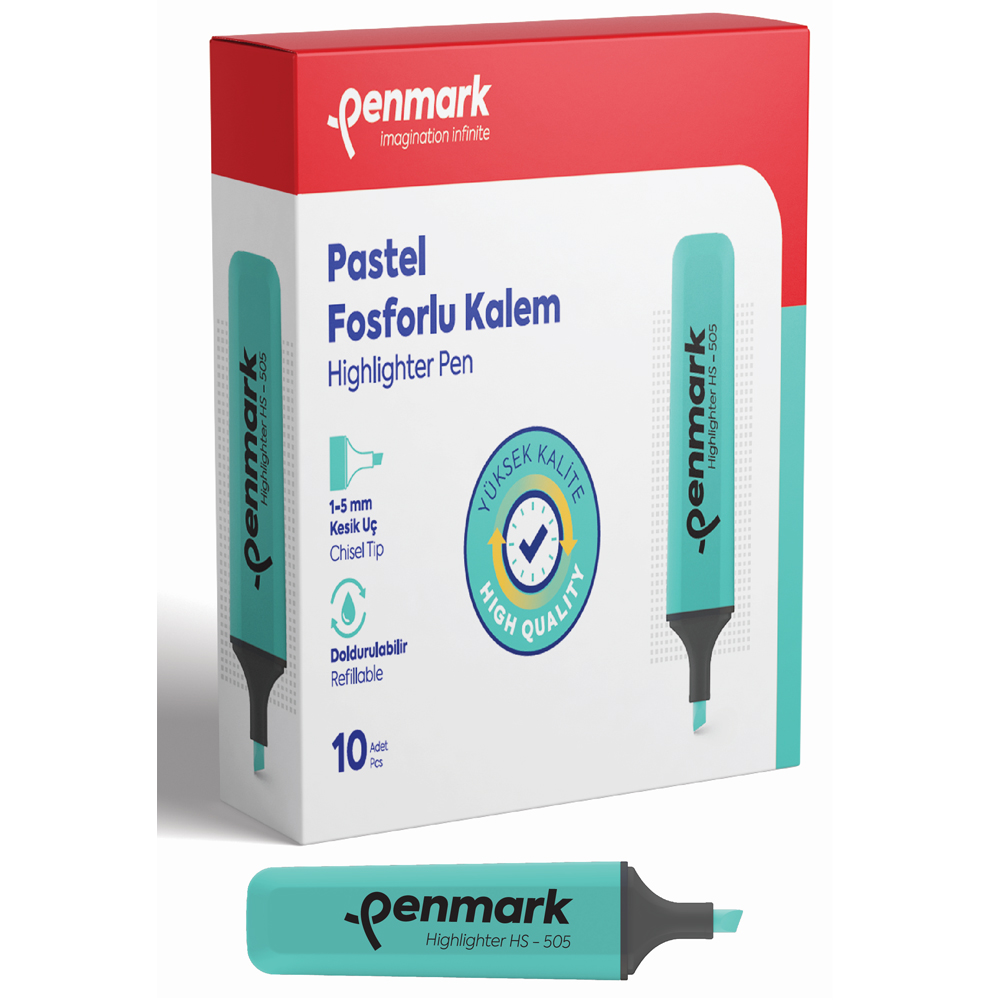 Penmark Fosforlu Kalem Pastel Nane Şekeri Hs 505 - 10'lu Paket