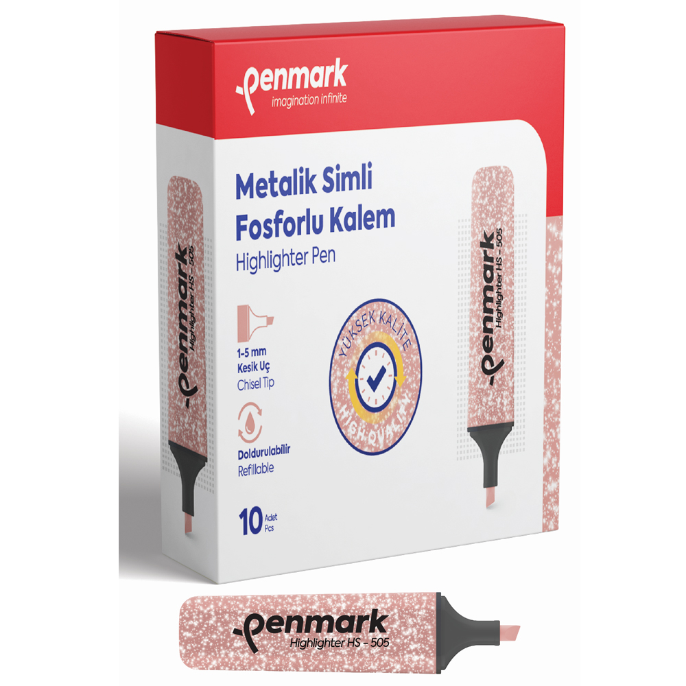 Penmark Fosforlu Kalem Metalik Simli Bronz - 10'lu Paket