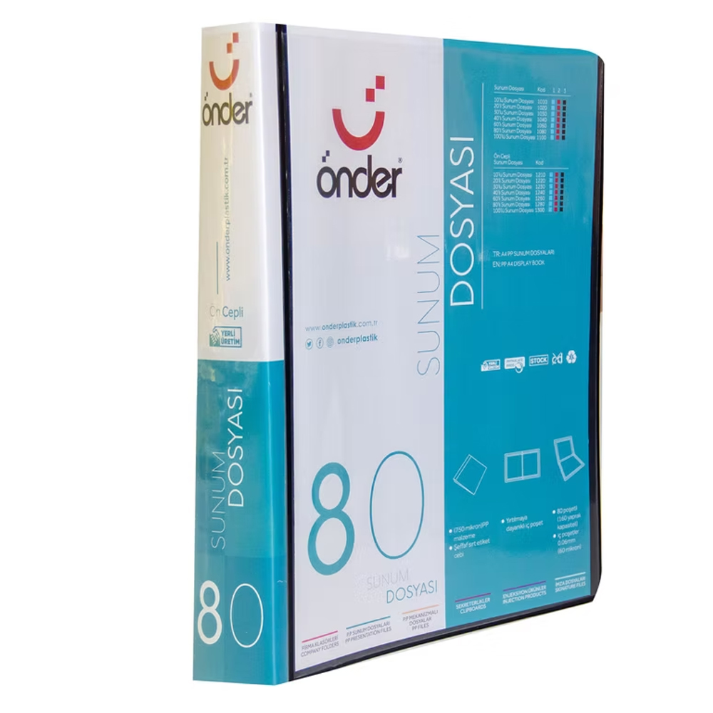 ÖNDER SUNUM DOSYASI ÖN CEPLİ PP 80 Lİ SİYAH 1280-3