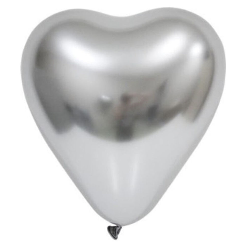 BALONEVİ BALON 12" KROM KALP SİLVER 50 Lİ