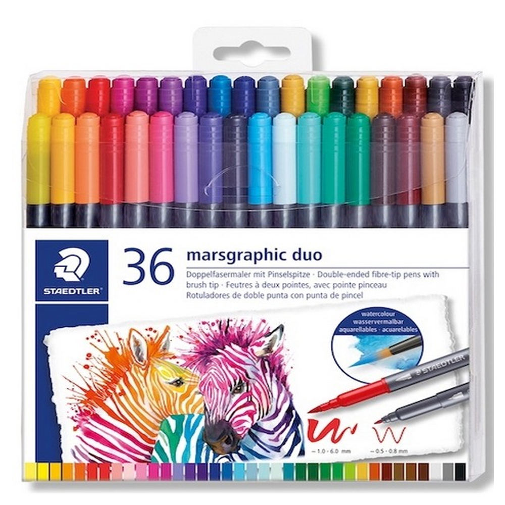 STEADTLER MARSGRAPHİC DUO FIRÇALI KEÇELİ KALEM 1.0-6.0MM 36 LI