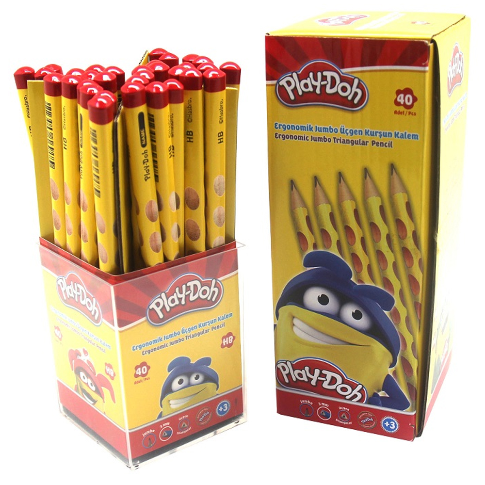 Play-Doh Kurşun Kalem Oluklu Jumbo Üçgen 40 Lı - 40'lı Paket