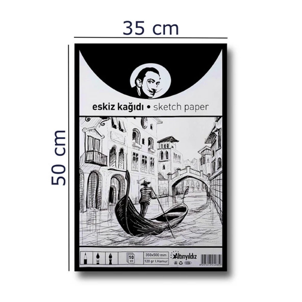 ALTINYILDIZ ESKİZ KAĞIDI 10 POŞET 35X50 120 GR YŞL-285