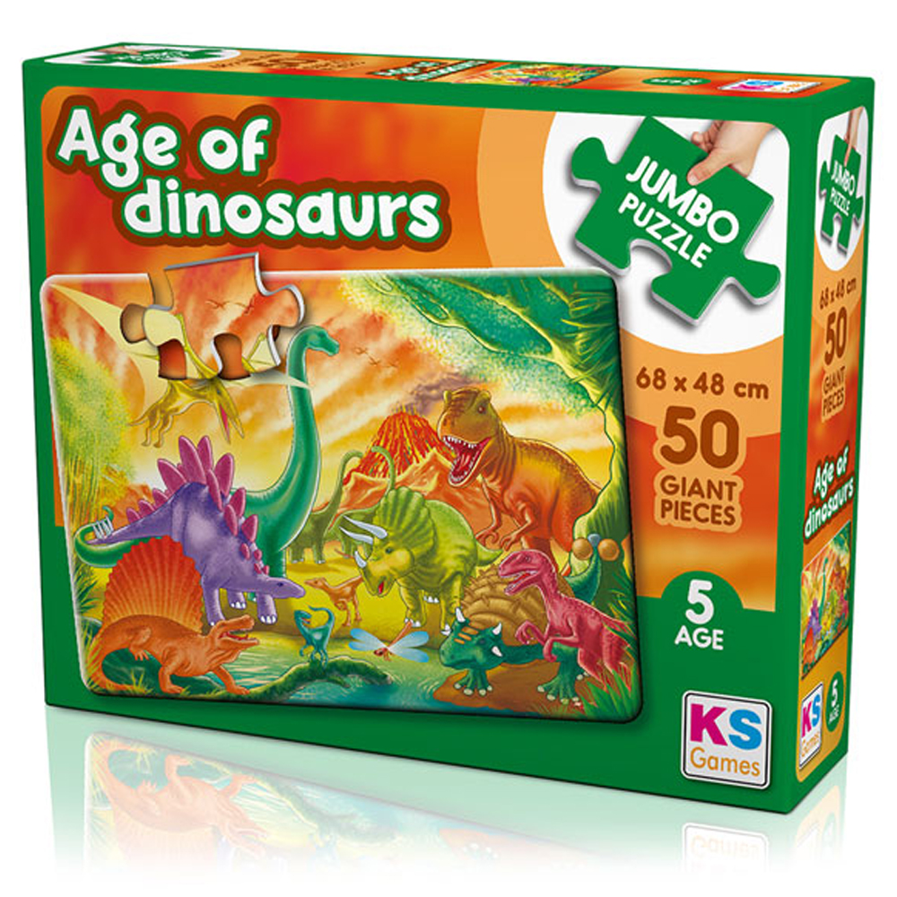 KS GAMES PUZZLE THE AGE OF DİNOSAURS JUMBO PUZZLE 50 PRÇ. JP 31012