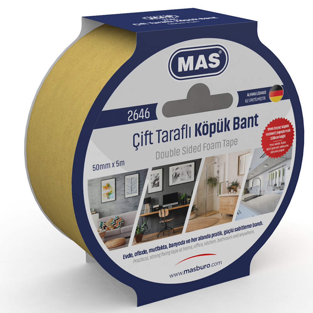 MAS ÇİFT TARAFLI KÖPÜK BANT 50 MM X 5 M 2646