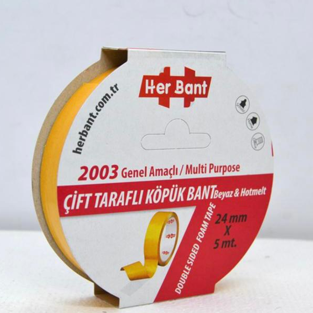 Her Bant Çift Taraflı Köpük Bant Askılı 24X5 Mt 2003