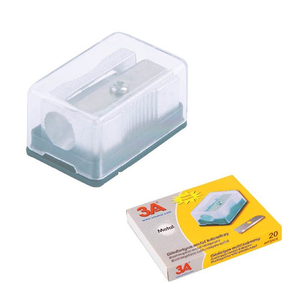3A Kalemtıraş Dikdörtgen Metal Yedekli 213 - 20'li Paket
