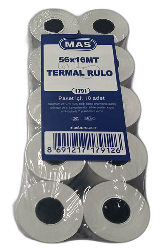 Mas Yazar Kasa Rulosu Termal 56X16 Mt 1791 - 10'lu Paket