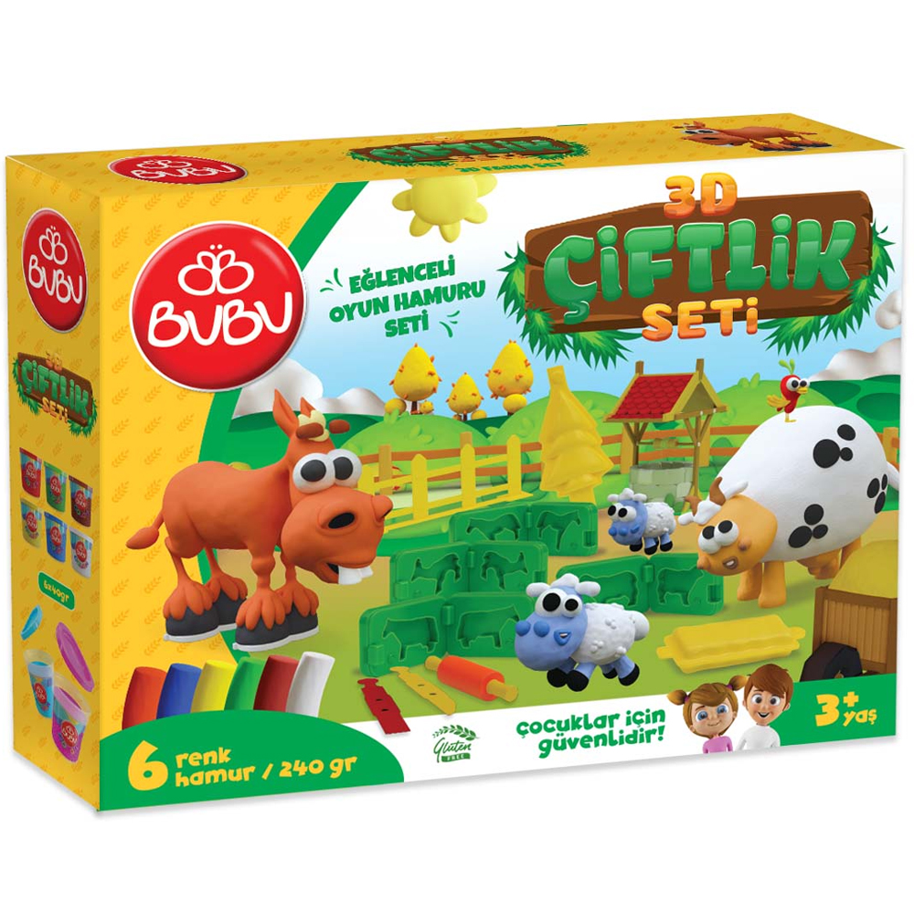 BU-BU OYUN HAMURU SETİ 3D ÇİFTLİK (L) BUBU-OH0013