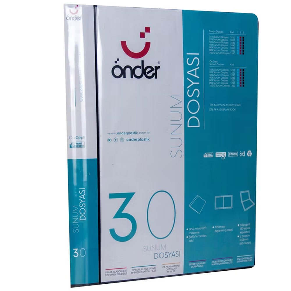 ÖNDER SUNUM DOSYASI PP ÖN CEPLİ 30 LU SİYAH 1230-3