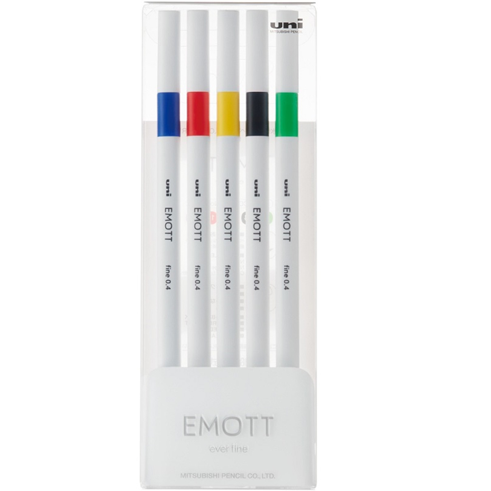 UNİ-BALL AKRİLİK UÇLU KALEM EMOTT 0.4 MM FİNE 5 Lİ CANLI RENK