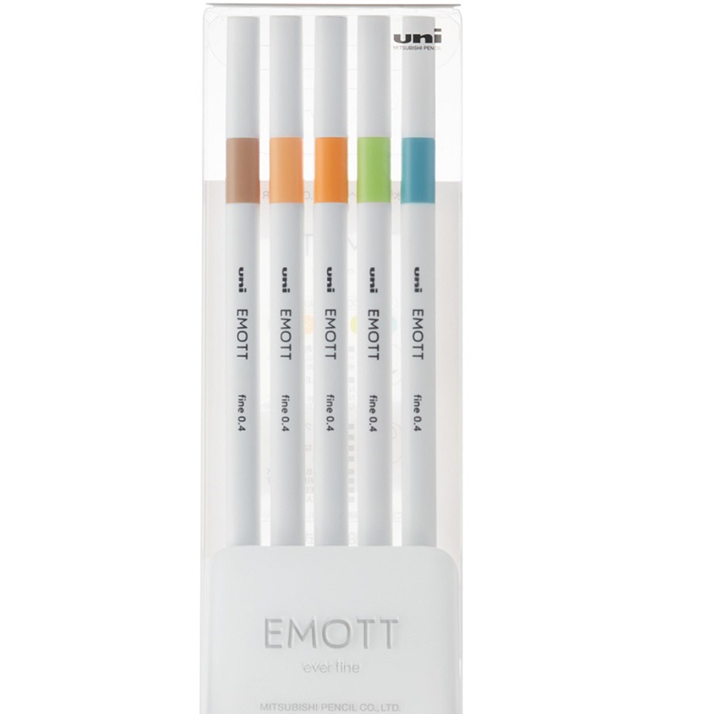 UNİ-BALL AKRİLİK UÇLU KALEM EMOTT 0.4 MM FİNE 5 Lİ DOĞA RENK