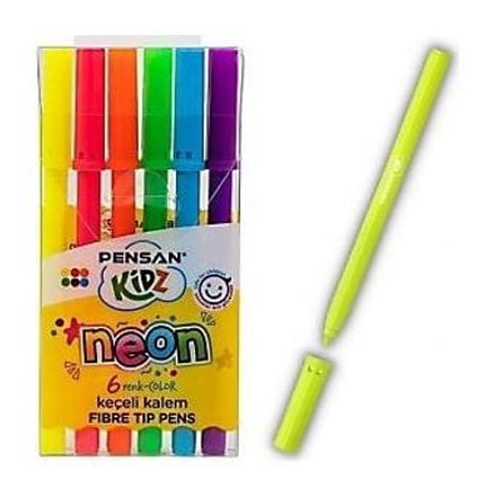 PENSAN KEÇELİ KALEM 6 RENK NEON KESİK UÇ 99095