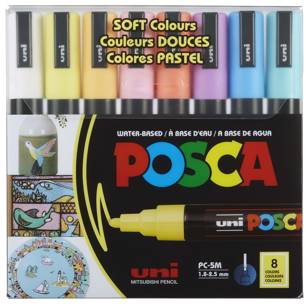 UNİ-BALL POSCA 1.8-2.5 SU BAZLI POSTER MARKÖRÜ SOTF RENK 8 Lİ PC-5M/8C