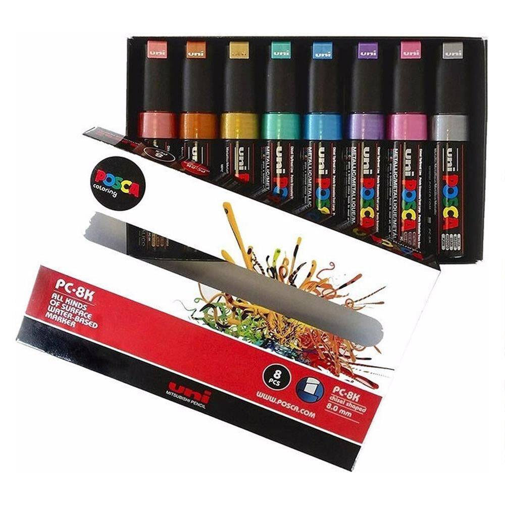 UNİ-BALL POSCA 8.0 SU BAZLI POSTER MARKÖRÜ METALİK RENK 7+1 PC-8K 8P