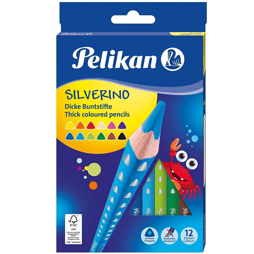 Pelikan Kuru Boya Kalemi Silverino Jumbo Üçgen 12 Li 700627