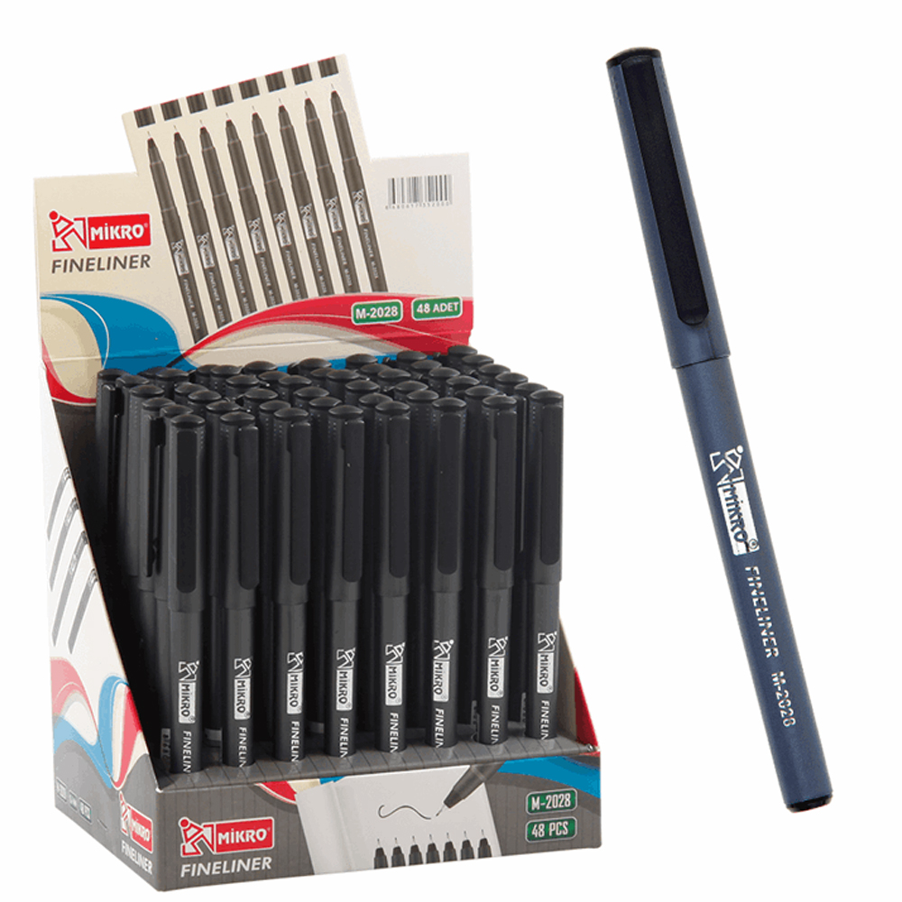 Mikro Fineliner Standlı Kalem Siyah M 2028-48 - 48'li Standart