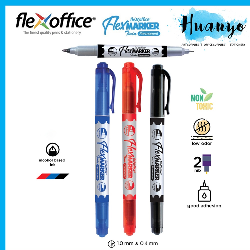 FLEXOFFİCE PERMANENT MARKER ÇİFT TARAFLI KIRMIZI MÜREKKEP 12 Lİ FO-PM07