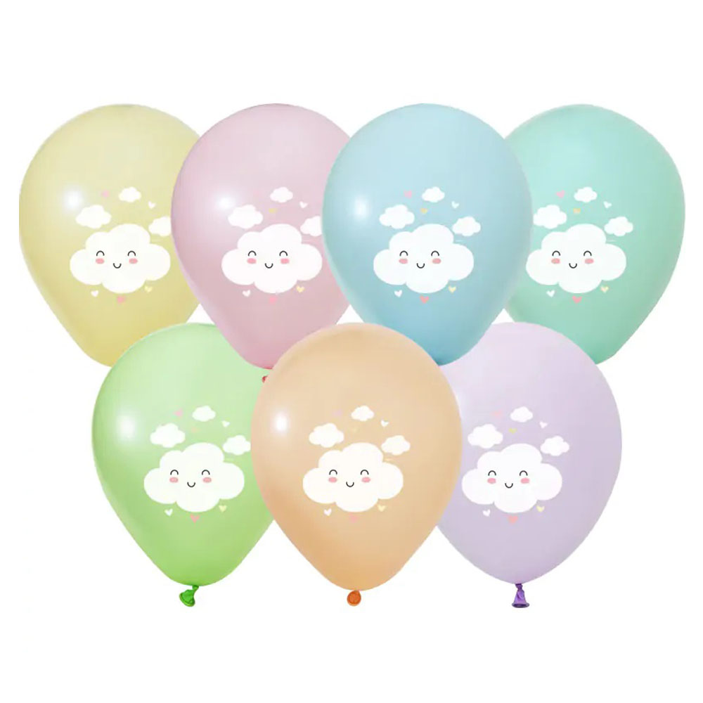BALONEVİ BALON 4+0 GÖKKUŞAĞI BULUT BASKILI 12" 8 Lİ