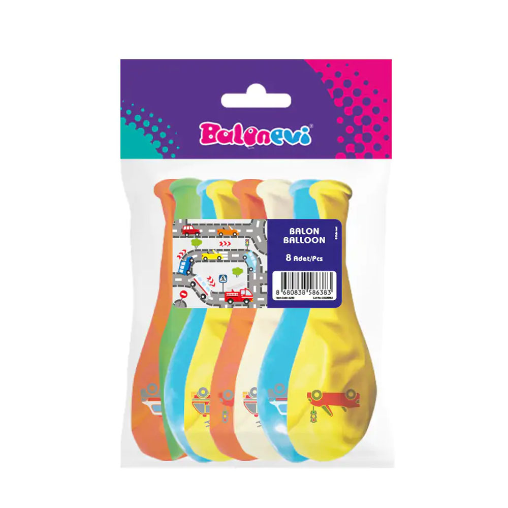 BALONEVİ BALON 4+0 TRAFİK BASKILI 12" 8 Lİ