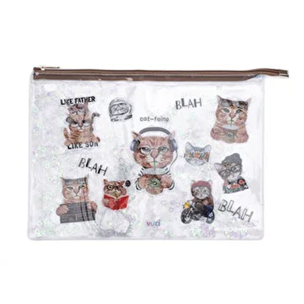 VUKİ FERMUARLI ŞEFFAF DOSYA SULU A4 KEDİ 1/S VK-0073-08
