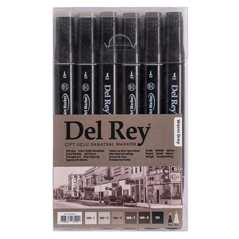 DEL REY TWİN MARKER SICAK GRİ TONLARI 6 LI SET WG-
