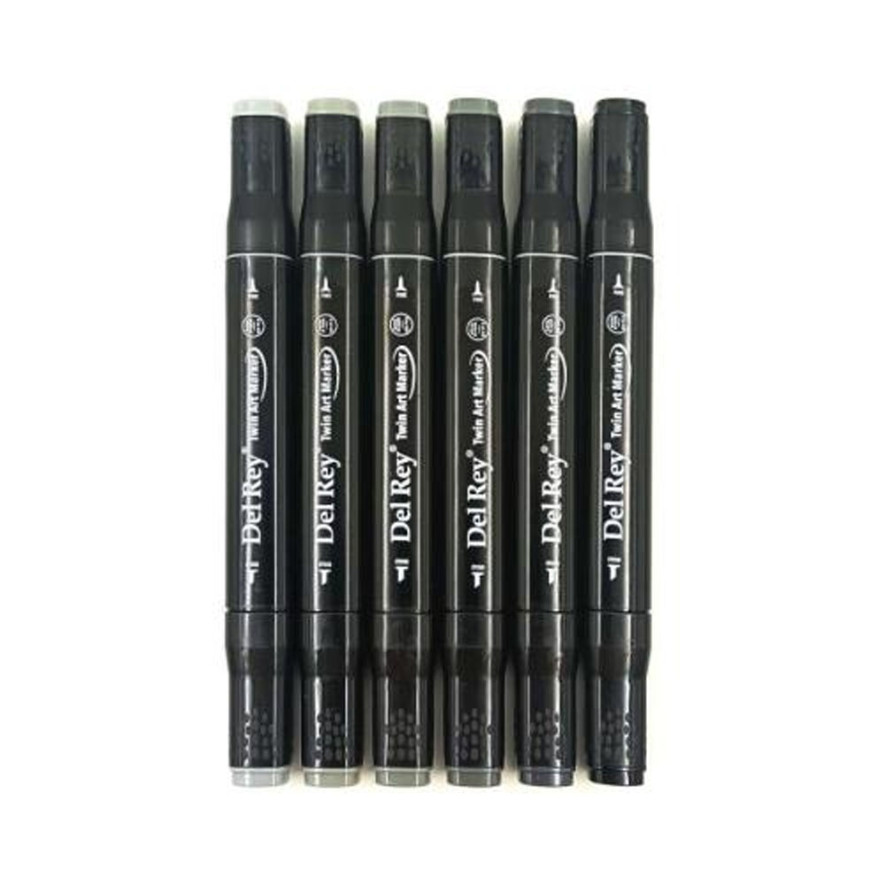 DEL REY TWİN MARKER SOĞUK GRİ TONLARI 6 LI SET CG-1