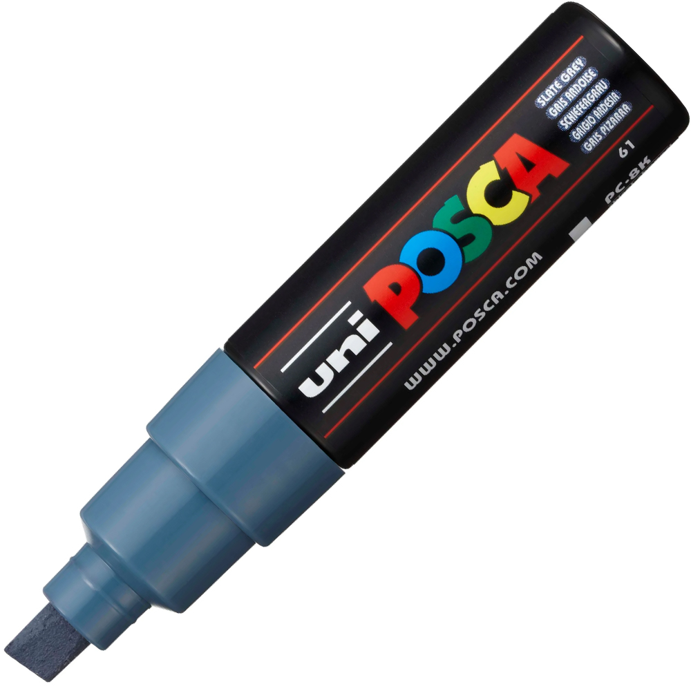 UNİ-BALL POSCA 8.0 SU BAZLI BOYAMA MARKÖRÜ KURŞUN GRİ PC-8K
