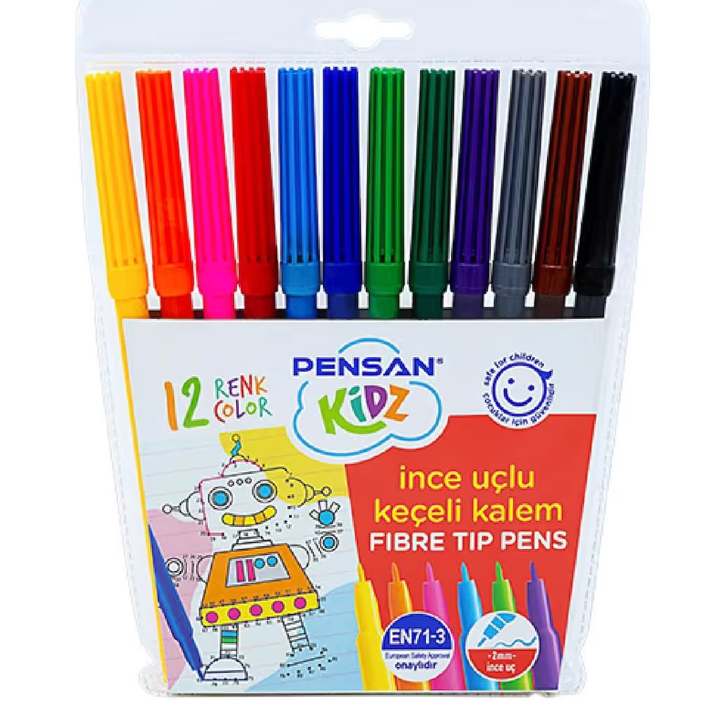 PENSAN KİDZ KEÇELİ KALEM 12 RENK İNCE UÇLU 5000