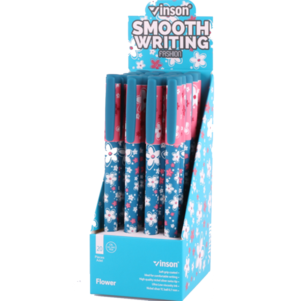 VİNSON JEL KALEM FASHİON FLOWER DESENLİ 20 Lİ A18