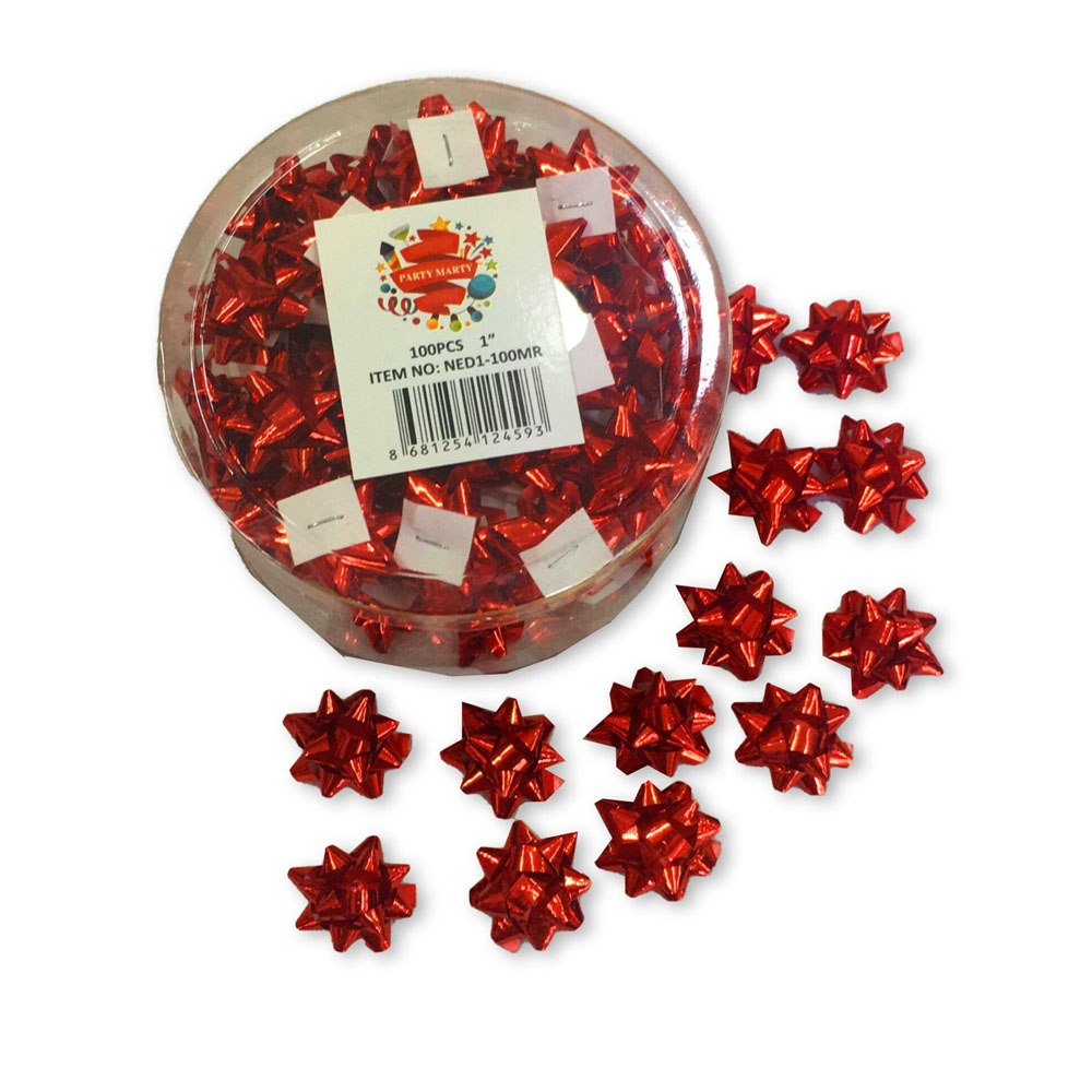 NEDİ AMBALAJ PAKET SÜSÜ MİNİ YILDIZ KIRMIZI 100AD/PK