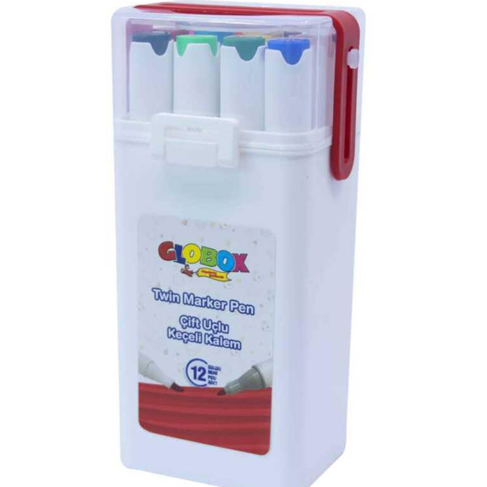 GLOBOX KEÇELİ KALEM ÇİFT UÇLU 12 Lİ 2908