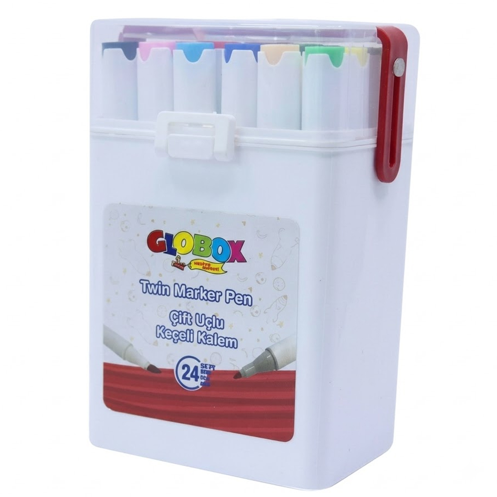 GLOBOX KEÇELİ KALEM ÇİFT UÇLU 24 LÜ 3682