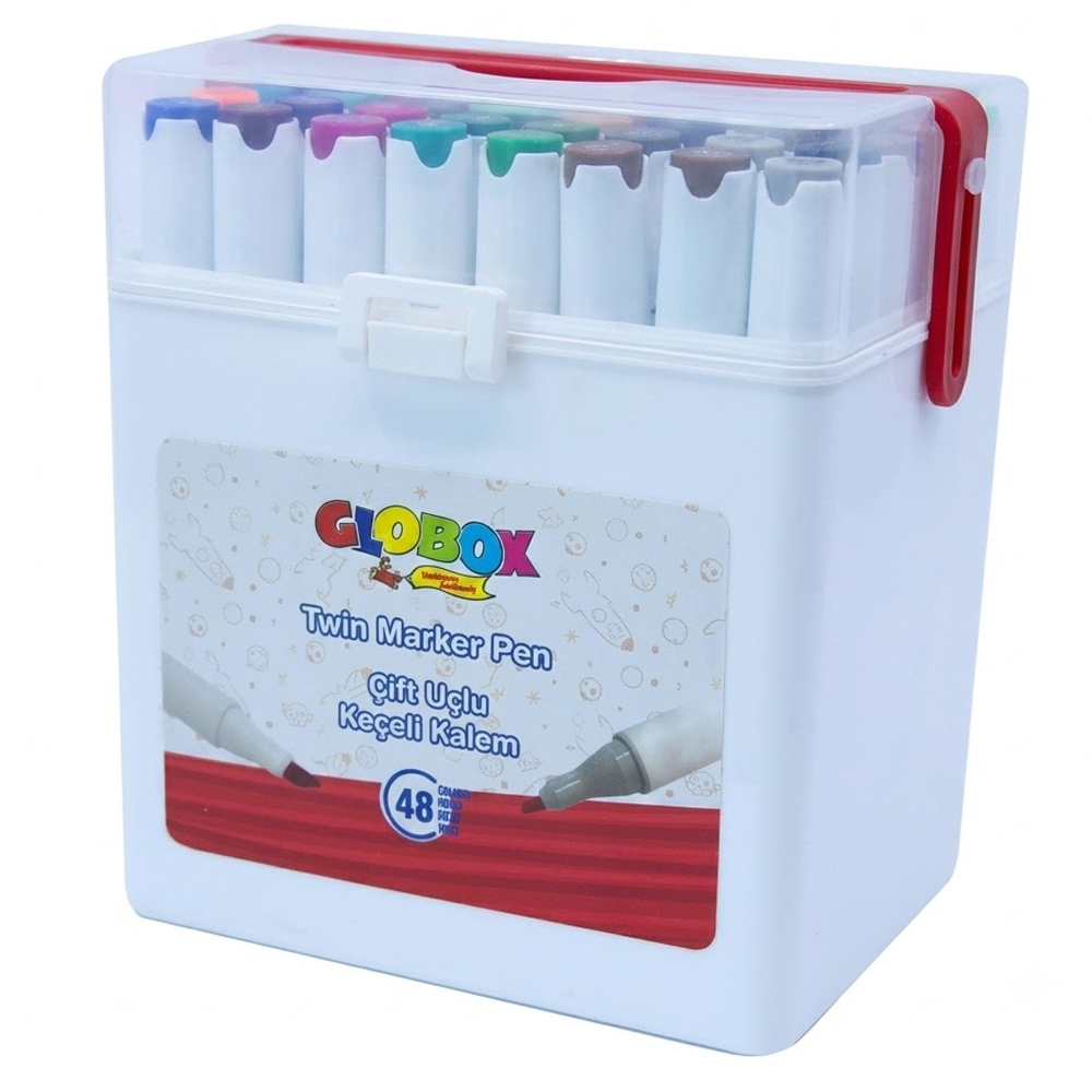 GLOBOX KEÇELİ KALEM ÇİFT UÇLU 48 Lİ 3684
