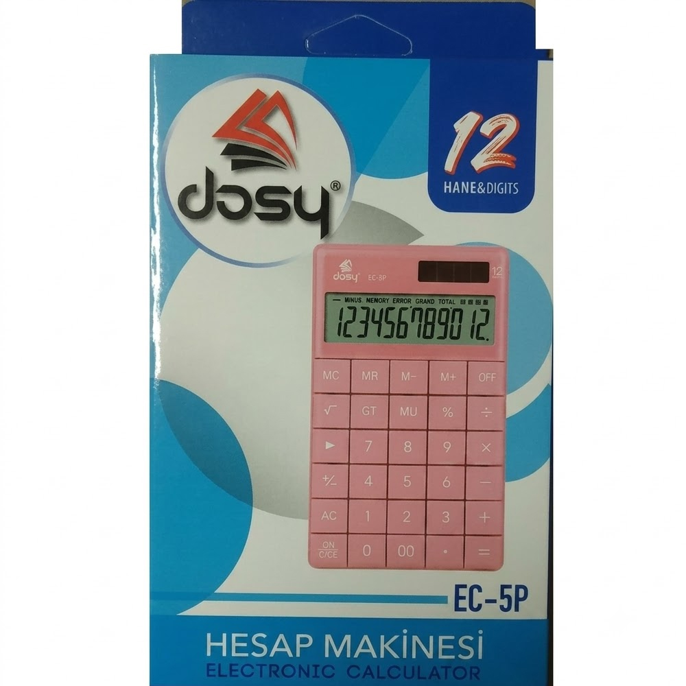 DOSY HESAP MAKİNESİ ORTA BOY PEMBE EC-5P