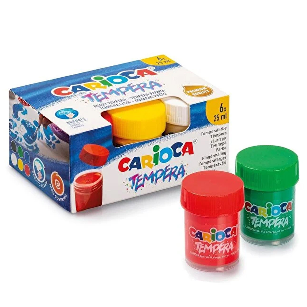 CARİOCA TEMPERA SULU BOYA SÜPER YIKANABİLİR 6 RENK 25 ML 40422