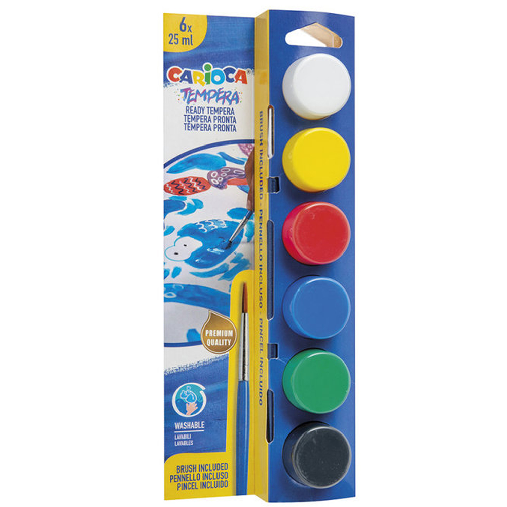 CARİOCA TEMPERA SULU BOYA SÜPER YIKANABİLİR FIRÇALI 25 ML 6 RENK 40433