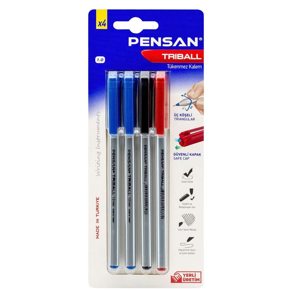 PENSAN TÜKENMEZ KALEM TRIBALL 4 LÜ BLİSTER (MSK)
