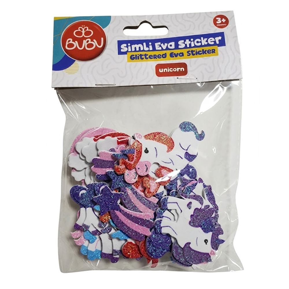 BU-BU SİMLİ EVA STİCKER UNİCORN 30 LU