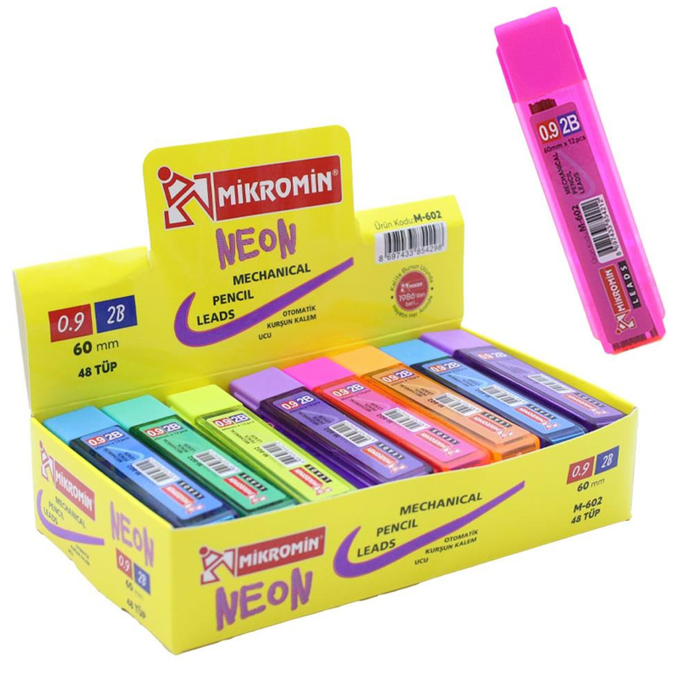 MİKRO KURŞUN KALEM UCU KISA MİN 60 MM NEON 0.9 MM M-602